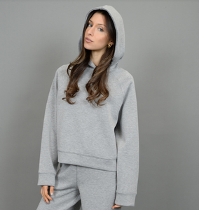 PRISTINE HTHR MELANGE LS HOODY -MID HTHR GREY