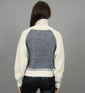 COLANE LONG RAGLAN SLEEVE MOCK NECK CARDIGAN-CBC451 BEIGE