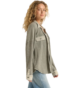 Elijah Waffle Jacket Palm Green