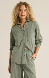 NICCOLA COTTON JERSEY BUTTON UP TOP