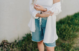 Drawstring Denim Shorts