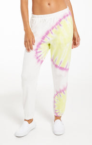 White Sunburst Tie-Dye Jogger