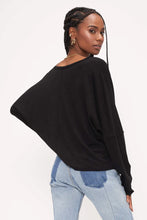Load image into Gallery viewer, SAY SOMETHIN&#39; NOTCH NECK LONG SLEEVE - BLACK
